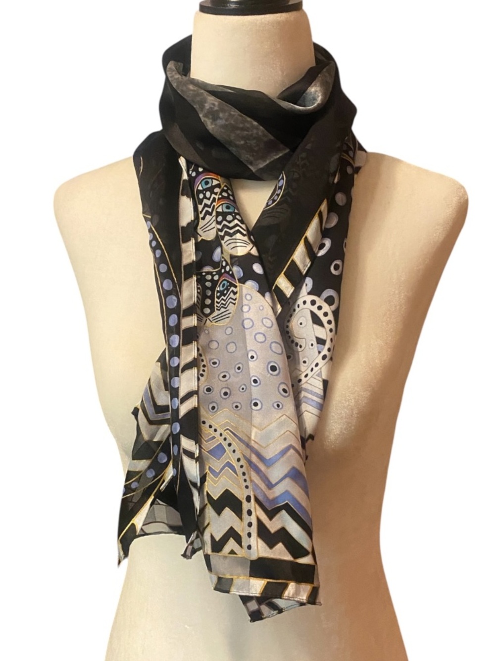 SILK Laurel Burch cat scarf 🐱